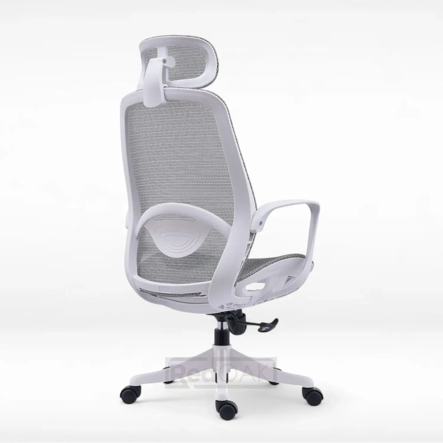 Gray office chair with white frame on a white background
