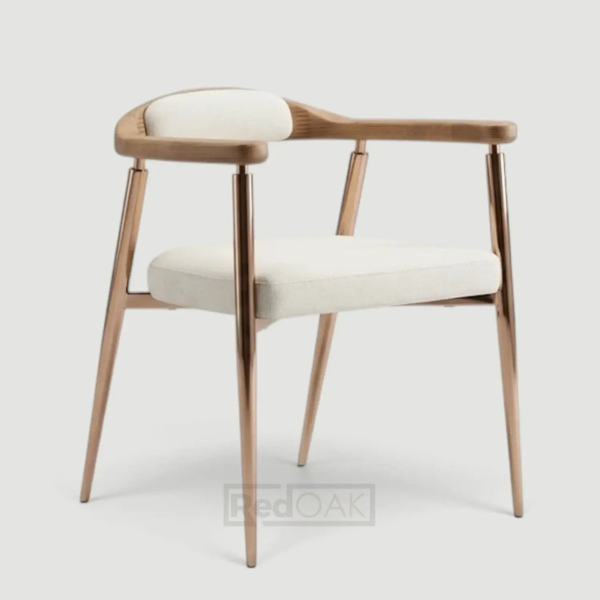 dining chair with wood armrest and gold metal legs
