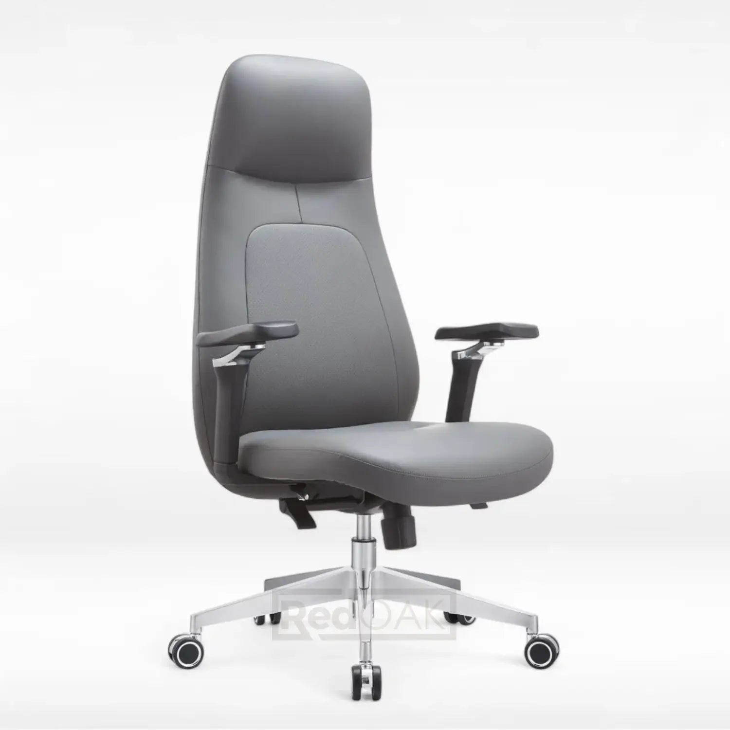 Gray office chair with a white background