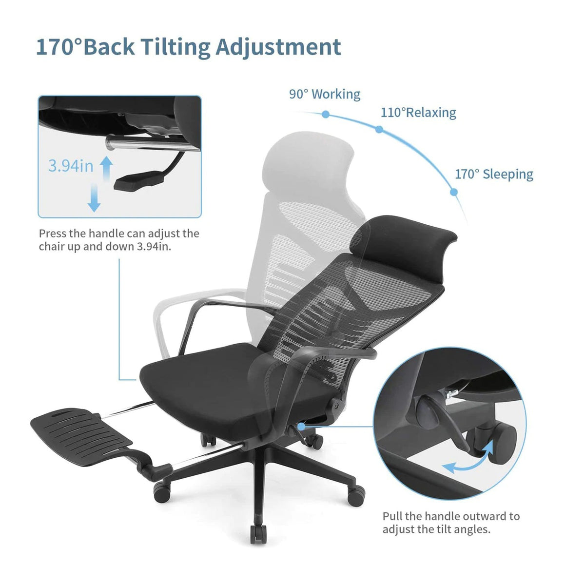 Office chair hotsell with leg rest