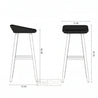 Black bar stool with dimensions on a white background