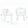 Line drawing of a chair with dimensions labeled on a white background