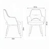 Line drawing of a chair with dimensions labeled