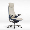 Modern leather beige office chair with beige seat and backrest on a white background