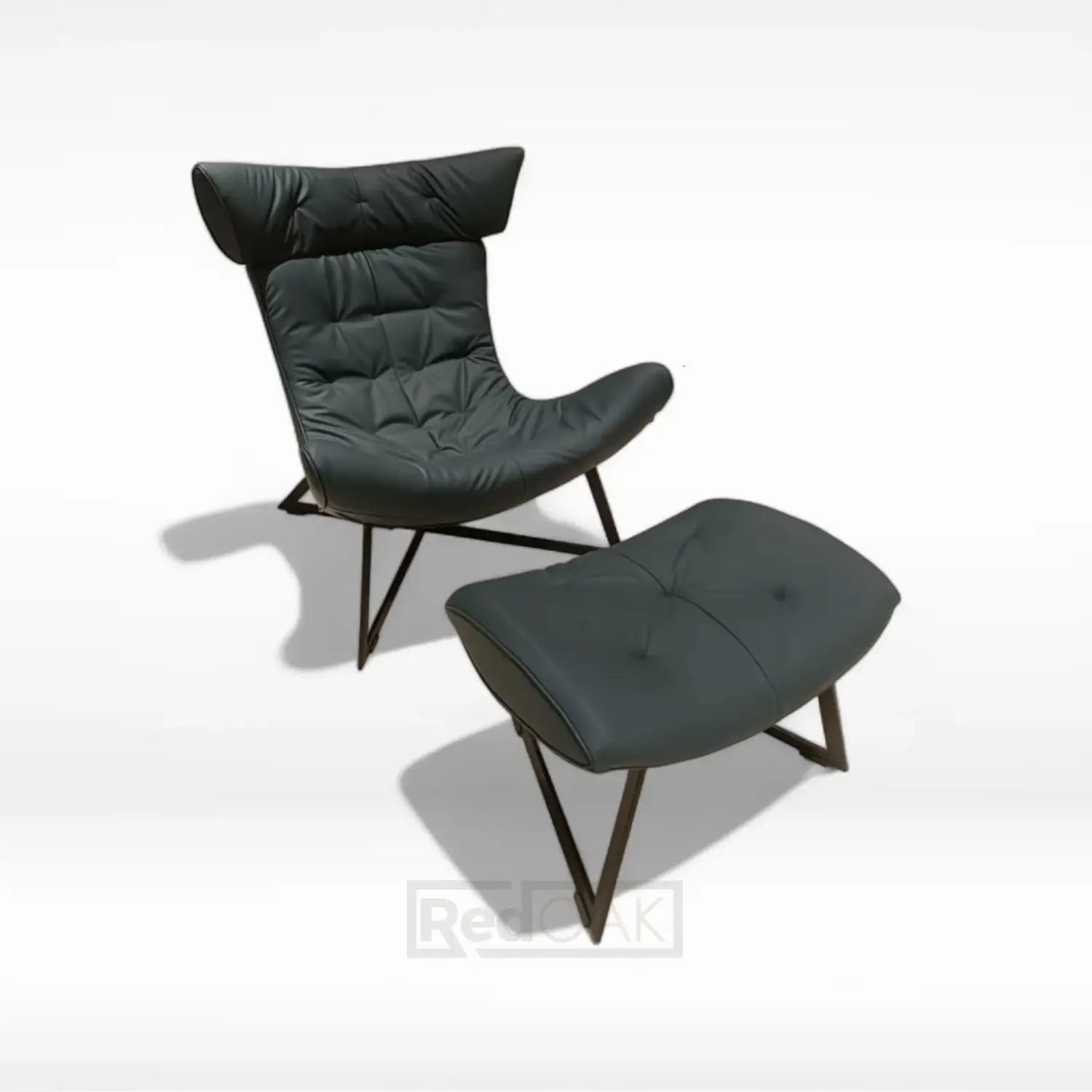 Anton With Footrest / Navy Blue Lounge Chair