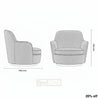 Gray armchair with dimensions on a white background