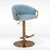 Bolzo Gold Sky Blue Velvet Fabric Bar Stool