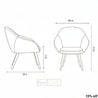Line drawing of a chair with dimensions labeled