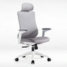 Gray office chair with white base on a white background