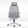 Gray office chair with headrest on a white background
