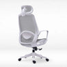 Gray office chair with white frame on a white background