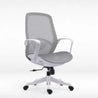 Gray office chair with white frame on a white background