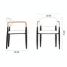 Dimensions of a chair with armrests shown in a diagram.
