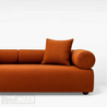 Orange sofa with two cushions on a white background