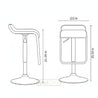Line drawing of a bar stool with dimensions indicated.