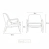 Line drawing of two chairs with dimensions labeled