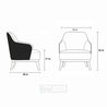 Dimensions of a chair with RedOAK branding on a white background