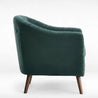 Green armchair with wooden legs on a white background