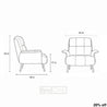 Line drawing of a chair with dimensions labeled on a white background