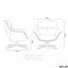 Line drawing of a chair with dimensions labeled
