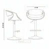 Line drawing of two bar stools with dimensions indicated.