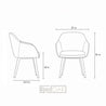 Dimensions of a chair shown in line art on a white background