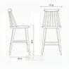 Line drawing of a wooden bar stool with dimensions labeled.