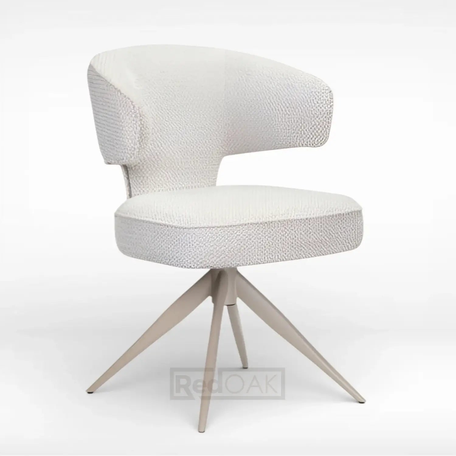Modern chair with textured white cushioned seat and backrest on a white background