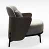 Modern armchair with a mix of gray and black fabric on a white background