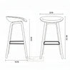 Line drawing of a bar stool with dimensions labeled