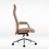 Brown office chair with chrome base on a white background