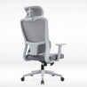 Gray office chair with mesh back on a white background