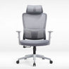 Gray office chair with mesh back on a white background