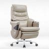Beige recliner chair with armrests on a white background