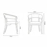 Line drawing of a chair with dimensions labeled on a white background
