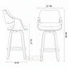 Line drawing of two bar stools with dimensions labeled