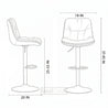 Line drawing of two bar stools with dimensions labeled