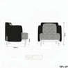 Dimensions of a black and white checkered armchair on a white background