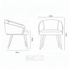 Line drawing of a chair with dimensions labeled