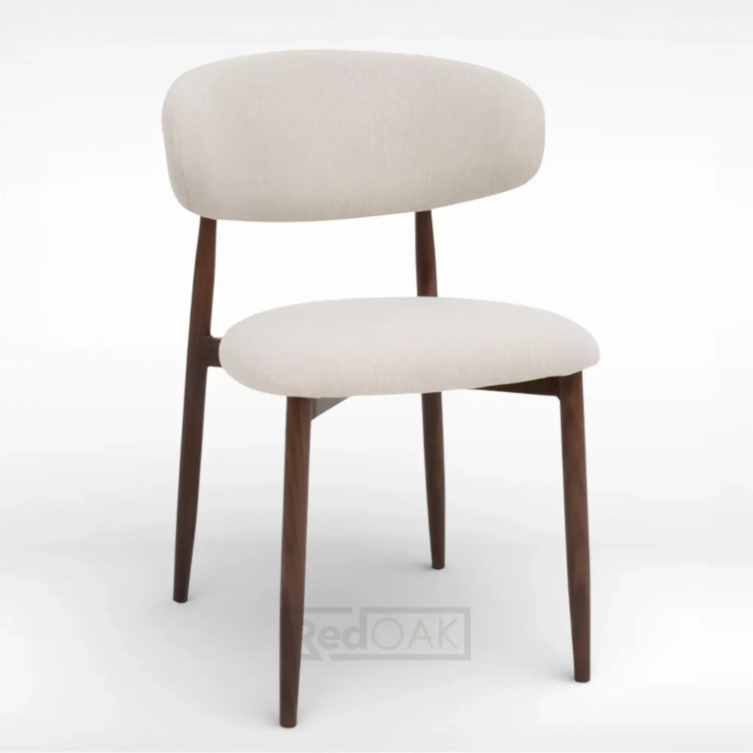 Beige chair with wooden legs on a white background