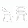 Line drawing of a chair with dimensions labeled