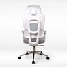 White office chair with a transparent backrest on a white background