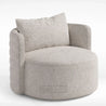 Round gray chair with a cushion on a white background