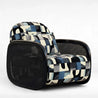 Modern armchair with geometric pattern on a white background