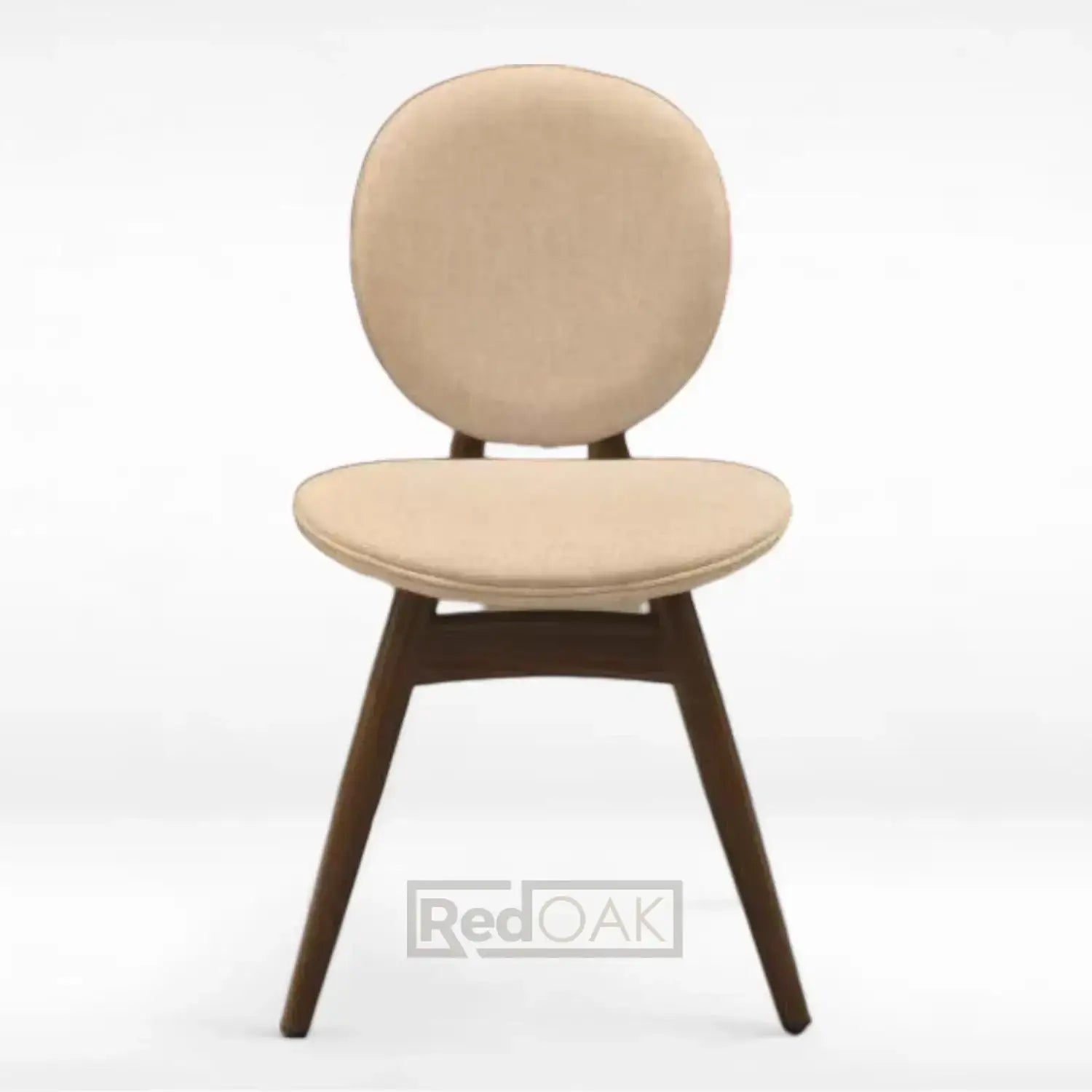Beige chair with wooden legs on a white background