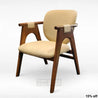 Wooden chair with beige cushion on a white background
