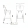 Line drawing of a bar stool with dimensions labeled