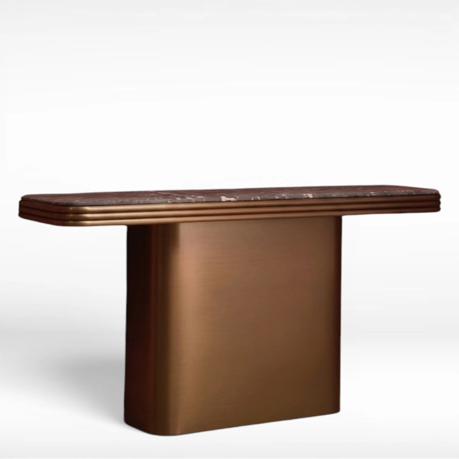 Bronze console table on a white background