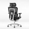 Black office chair with mesh backrest on a white background