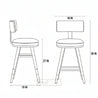 Line drawing of a bar stool with dimensions labeled
